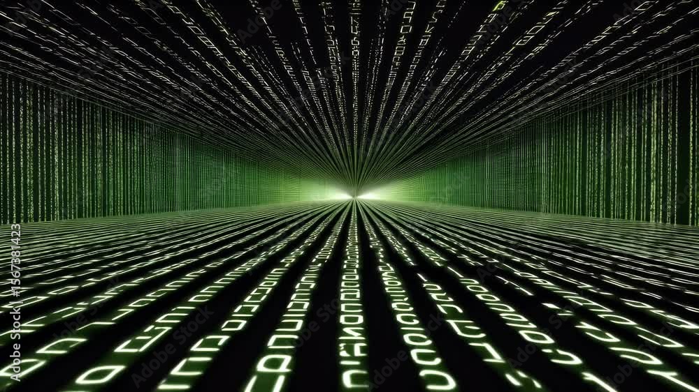 Poster binary code tunnel digital graphic