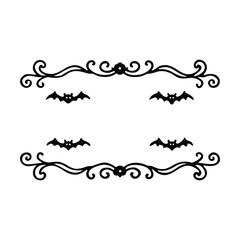 Halloween Bats flourish swirls fancy lines decorative elements