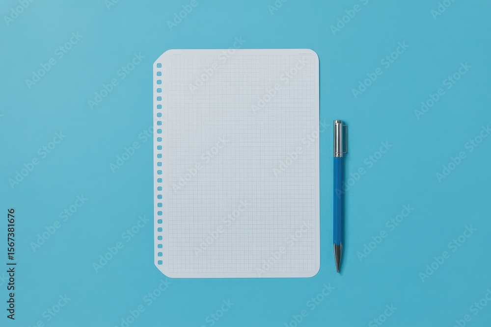 Poster blue print and empty copy space notepad