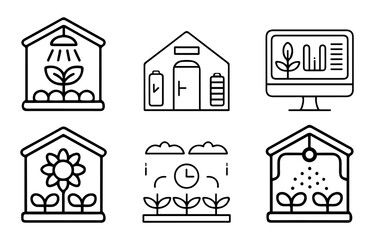 Smart Agriculture and Modern Farming Technology Line Icons.