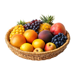 Woven basket with mixed tropical fruits high quality realistic image