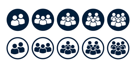 Set of people icon representing group size. Perfect can use in demographic, social media, and team concept