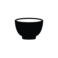 Black silhouette of a sake cup on white background