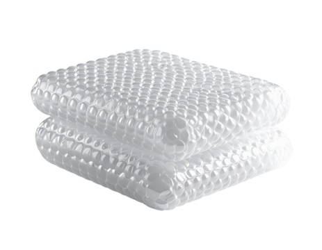 Two stacked white textured pads with a bubbly surface on a gray background - Powered by Adobe