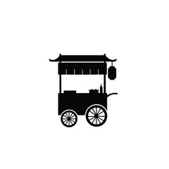 Black silhouette of a Japanese street food cart with lantern