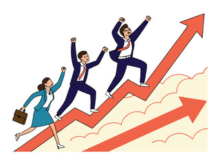 Business Team Climbing Success Arrow Illustration