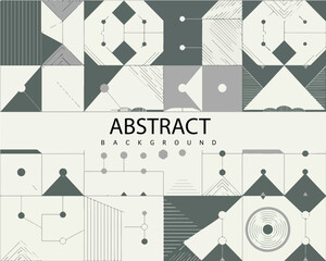 Abstract background featuring black geometric shapes on a white surface with text overlay in the center