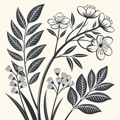 Black and white plant illustration