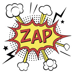 Cartoon comic book style zap speech bubble