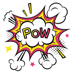 Colorful comic book speech bubble pow