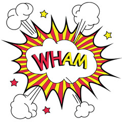 Colorful comic book style explosion graphic