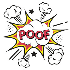 Colorful comic book style poof graphic