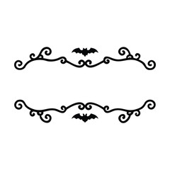 Halloween Bats flourish swirls fancy lines decorative elements