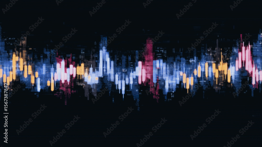 Poster abstract sound wave visualization: a mesmerizing visualization of sound waves, depicted as a vibrant