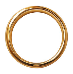Top view of classic gold wedding ring isolated on transparent background