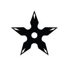 Black ninja star icon on white background shuriken