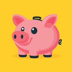 Piggy bank icon, vector style simple color