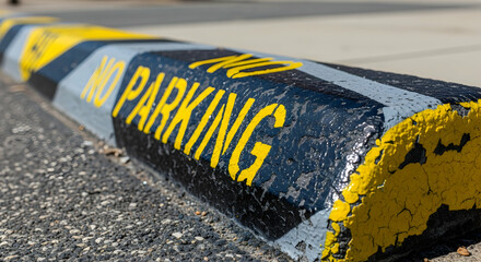 Bold Statement No Parking Painted Curbside Restriction Signage