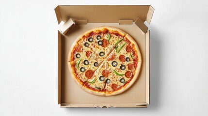 Custom pizza box mockup, modern fast-food packaging