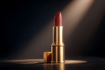 shot of a luxurious lipstick with a bold, minimalistic background