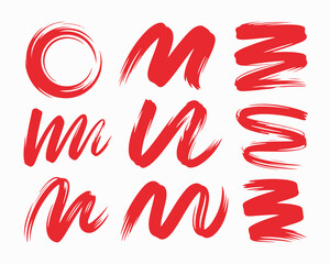 Red brush strokes vector illustration, abstract grunge texture on white background. Artistic design element, paint smear, ink splatter, creative graphic element.