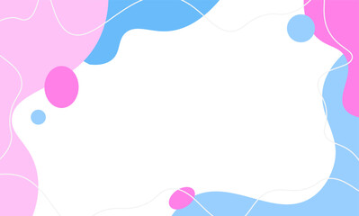 cute abstract organic frame blue and pink border illustration 