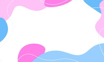 cute blue pink frame abstract organic shape illustration