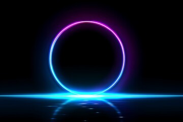 Obraz premium Abstract Neon Oval Frame with Glowing Blue and Purple Light Effects