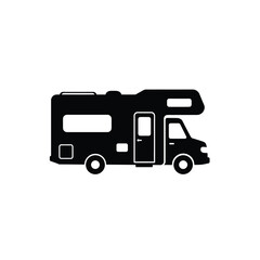 Black silhouette of a recreational vehicle motorhome