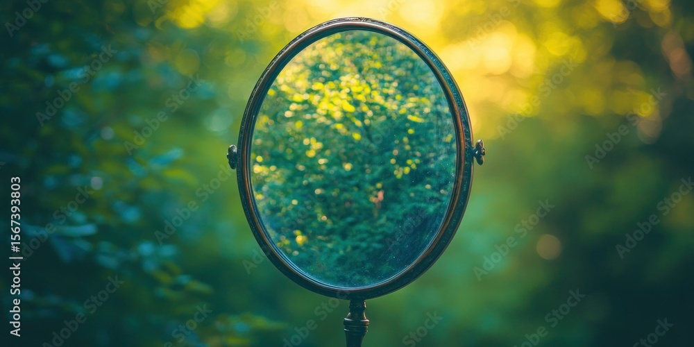 Aufkleber a mirror reflecting a completely different universe, distorting time and space.