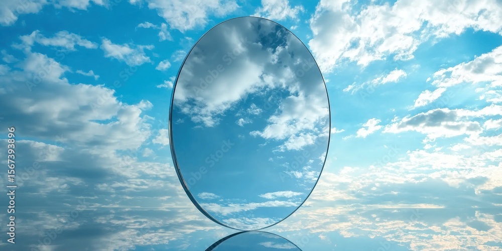 Aufkleber a mirror reflecting a completely different universe, distorting time and space.