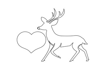 Deer continuous one line drawing and minimalist style isolate outline vector illustration
