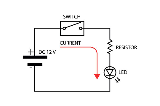 Series and parallel electrical circuits. Parallel circuit, Series circuit, basic electric circuits experiment vector. Kirchhoff voltage law. series and parallel circuits with Batter and light bulb