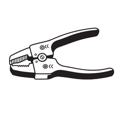 Fototapeta premium Illustrated black and white wire stripper tool isolated on a white background