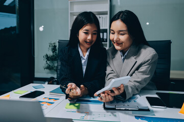 Accounting company provide finance and taxation planning for profitable cash flow, Auditor and accountant team working in office, analyze financial data and accounting record with calculator.Insight