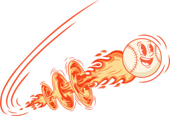baseball rockets through the air, leaving a fiery trail of energy.