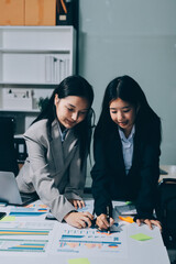 Accounting company provide finance and taxation planning for profitable cash flow, Auditor and accountant team working in office, analyze financial data and accounting record with calculator.Insight