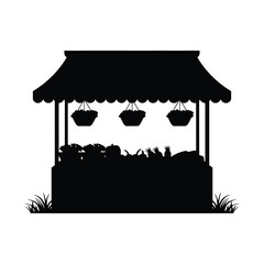 Silhouette of a Fresh Produce Market Stall