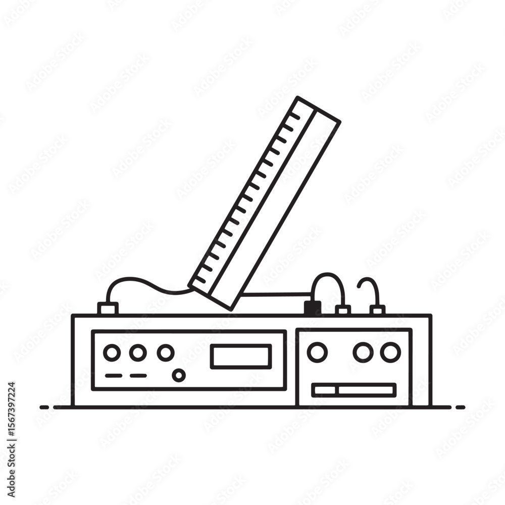 Poster vector illustration of a scientific instrument with a display and measuring scale