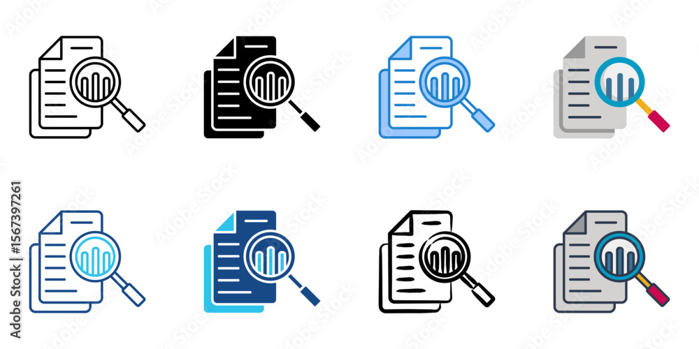 Poster analysis icon set multiple style collection