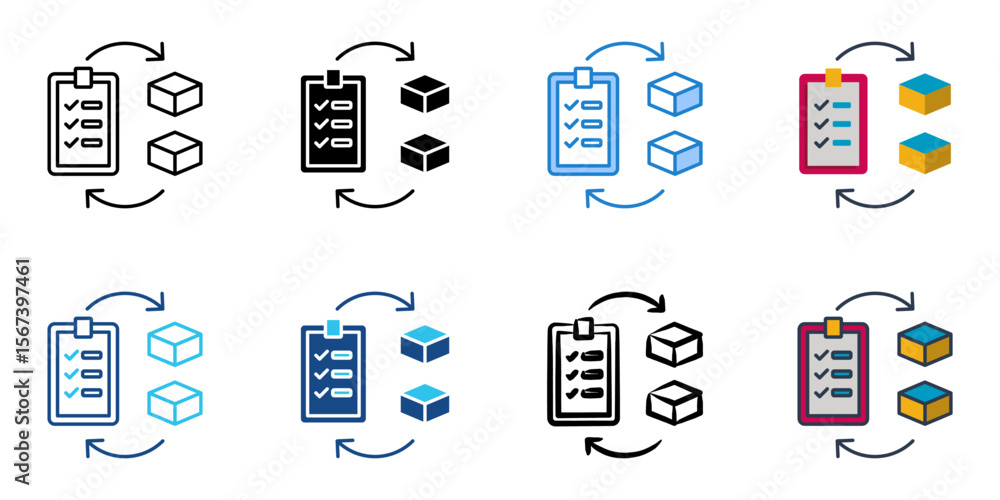 Poster inventory control icon set multiple style collection