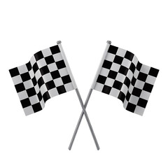 Fototapeta premium Crossed Checkered Racing Flags: Dynamic, High-Resolution 3D Render, Victory Concept.