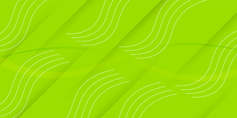 Abstract bright green background vector template with wavy shadow shapes and lines.