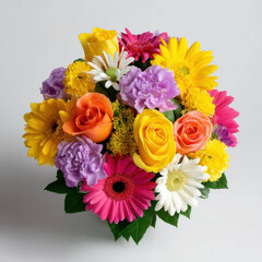 Obraz premium Vibrant mixed flower bouquet with roses gerbera daisies and carnations