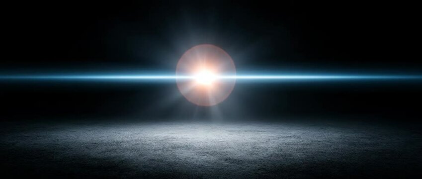 Vision of the future: A dramatic composition of light and shadow. a solitary light shines in a black space, it represent the light of discovery and potential 