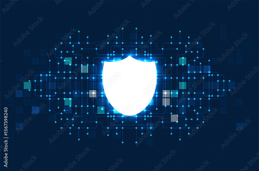 Poster cyber security concept. personal data security. cyber data or information privacy idea. technology b