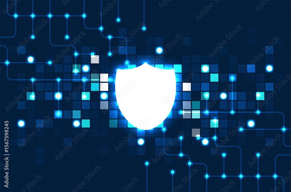 Poster cyber security concept. personal data security. cyber data or information privacy idea. technology b