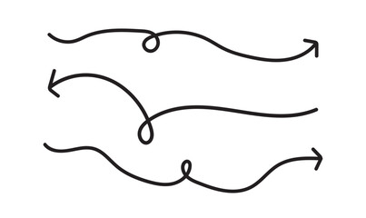 Obraz premium Hand Drawn Curved Arrows with Loops – Doodle Style Vector Direction Signs