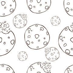 Hand Drawn Cookie Pattern Seamless Baked Goods Illustration