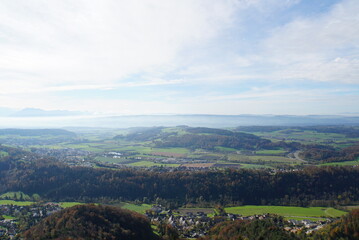 Fototapeta premium Panorama view from Uetliberg mountain - Zürich